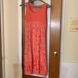 Athleta Vyasa Burnout Tank Dress Sz MT Coral color